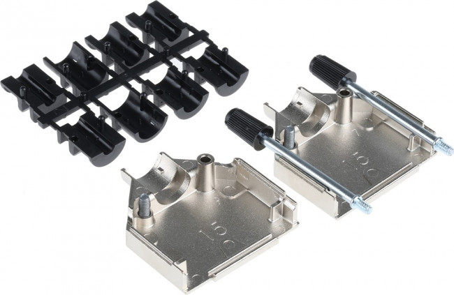 AMET-15 RS, AMET Series Zinc D Sub Backshell, 15 Way, Strain Relief