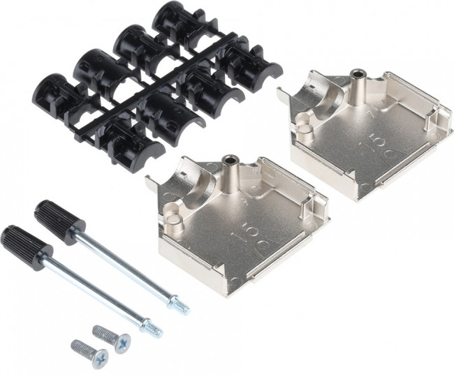 AMET-15 RS, AMET Series Zinc D Sub Backshell, 15 Way, Strain Relief