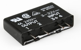 MP240D4, PCB SIP SSR 280VAC 4A, 3-32VDC, ZC