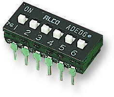 ADE0604, SWITCH, DIP, 6 POS, SPST, RAISED SLIDE