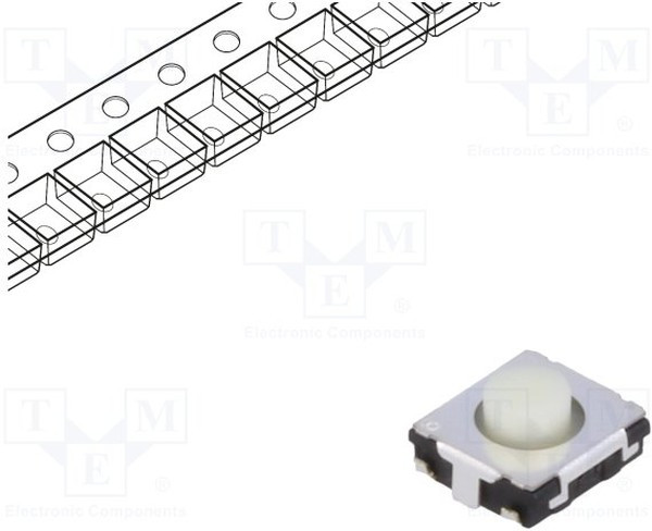 EVQQ2H03W, Тактильная кнопка, EVQQ2, Top Actuated, SMD (Поверхностный Монтаж), Round Button, 100 гс EVQQ2H03W, Тактильная кнопка, EVQQ2, Top Actuated, SMD (Поверхностный Монтаж), Round Button, 100 гс