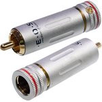 1-222G RED, штекер RCA металл бронза цанга на кабель d до 9.0мм,красный "позолоченный"