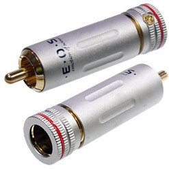 1-222G RED, штекер RCA металл бронза цанга на кабель d до 9.0мм,красный "позолоченный"