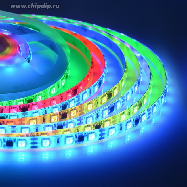 10-96 Комплект адресной светодиодной ленты 24В, 14,4Вт/м, smd5050, 60д/м, IP65,подложка 10мм(белая),