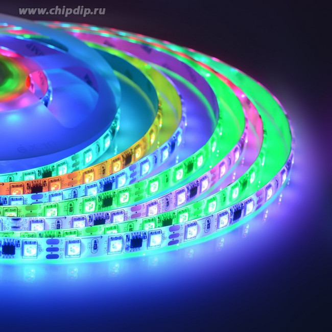 10-96 Комплект адресной светодиодной ленты 24В, 14,4Вт/м, smd5050, 60д/м, IP65,подложка 10мм(белая),