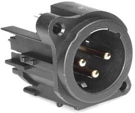 AC3MAV-AU-PRE, XLR Connectors 3 Pole XLR Male Chassis Mount A Type Gold Plate Contact Vert PCB Mount Black Fin AC3MAV-AU-PRE, XLR Connectors 3 Pole XLR Male Chassis Mount A Type Gold Plate Contact Vert PCB Mount Black Fin