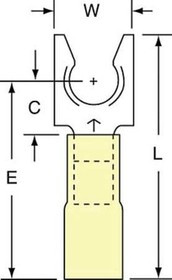 MH10-14FLK, Terminals Locking Fork -YLW 12-10 AWG Size 1/4