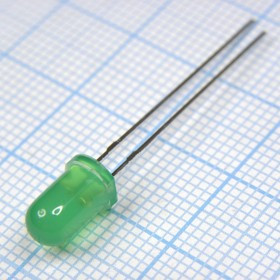 L-57GGD, LED; 5mm; green; 8?20mcd; 60°; Front: convex; 2.2?2.5/2.5?2.5V
