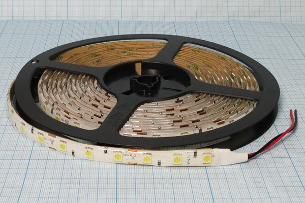 Лента светодиодная 12В, 1 штука=10см=3 светодиода,цвет белый холодный,72,0Вт/5м, SMD5050, IP65; №7191 Б СДЛ\лента\ 12В\бел/х\72,0Вт/5м\SMD50