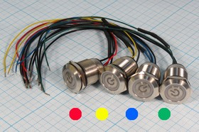 Герметичная кнопка без фиксации с синей подсветкой SPDT, on-(off)/off-(on), 12В/5А; №11247B ПКн\ 12\ 5\(SPDT)\d19\мет\ ILсин\AV\5L\LA19S-4\