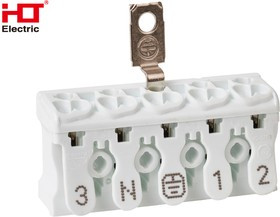 081-32-031, Клемма пружинная соединительная КСПз5-3L+N+PE, 16A, с заземлением под винт HLT 081-32-031, Клемма пружинная соединительная КСПз5-3L+N+PE, 16A, с заземлением под винт HLT