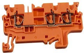 CX2.5/3O, Трехрядная клемма, зажим проводника до 2.5 мм.кв. 24A/1000V, (оранжевая) б аналог для 280-