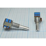 Резистор переменный, поворотный 50кОмx2, линейность A, ширина 13мм, вал и размеры S7x35, A50K ABY