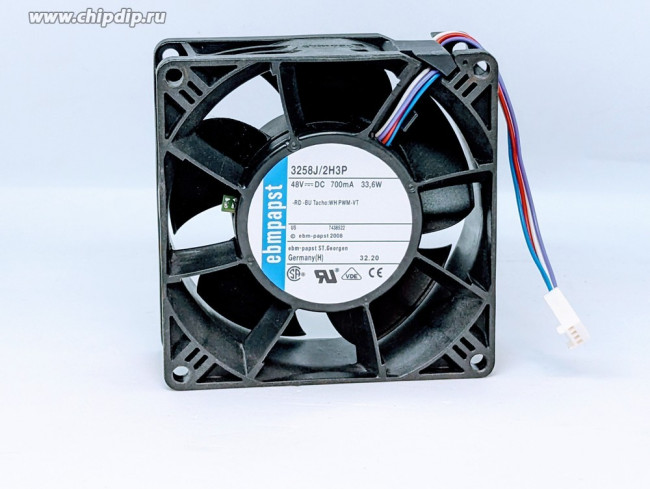 Вентилятор Ebmpapst 3258 J/2 H3P DC 48V 700mA 33.6W 92x38 4pin