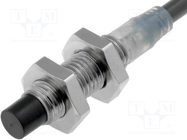 E2AS08KN04WPD12MOMS, Inductive Sensor Make Contact (NO) 1kHz 32V 10mA 4mm IP67 / IP69K Stranded Wire, 2-Pin E2A