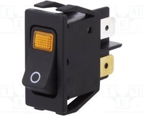 1555.3104, ROCKER; DPST; Pos: 2; ON-OFF; 16A/250VAC; black; IP40; filament lamp