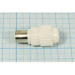 Штекер TV, на кабель винт, пластик, белый, [орех]