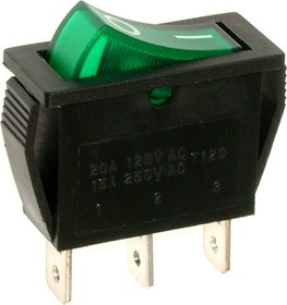 RS-102-1C3 (зеленый), Переключатель ON-ON (15A 250VAC) SPDT 3P