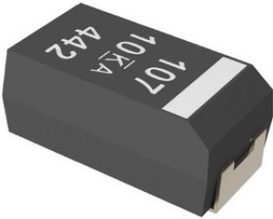 T591D107M016ATE050, Cap Tant Polymer 100uF 16VDC D CASE 20%( 7.3 X 4.3 X 2.8mm) Inward L SMD 7343-31
