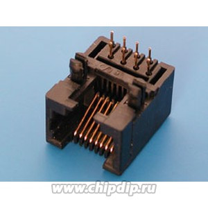 TJ4-8P8C, Разъем RJ-45 на плату, 8P8C, тип 4