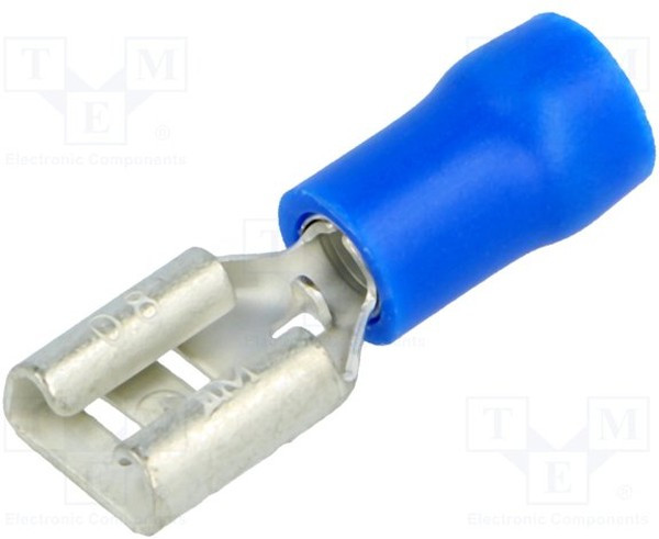 BM 00290, Наконечник: плоский, 6,3мм, 0,8мм, "мама", 1,5-2,5мм2, обжим, синий