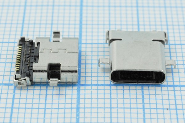 Разъем USB розетка, тип C 3.1, контакты на плату, USB3.1TYPE-C 24PF-006