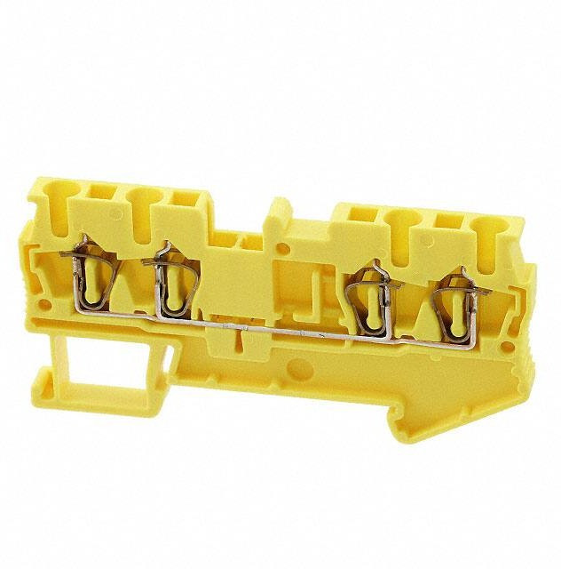3037436, ST 2.5-QUATTRO YE Series Yellow DIN Rail Terminal Block, Single-Level, Spring Clamp Termination 3037436, ST 2.5-QUATTRO YE Series Yellow DIN Rail Terminal Block, Single-Level, Spring Clamp Termination