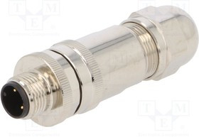 T4111012031-000, Разъем Кабеля, 3-полюсный, M12, штекер, M12, Male, 3 Positions, Винтовой Штырь