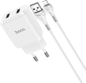 Блок питания (сетевой адаптер) HOCO N7 Speedy 2xUSB, 2.1A с кабелем Lightning (белый) Блок питания (сетевой адаптер) HOCO N7 Speedy 2xUSB, 2.1A с кабелем Lightning (белый)