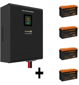 EX296672RUS, Комплект ИБП EX296004RUS + батарея 120Aч EX285657RUS 4шт (инвертор, синус, для котла, настенный) ExeGate FineSine SX-5000.LCD.A