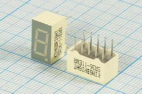 Светодиодный дисплей красный, 7 сегментов, 1 разряд, высота 9,2 мм, 6400 мкд, SA36-11EWA; №5187 R СД