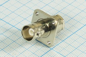 Высокочастотный разъём BNC с креплением на панель; №2042 гн BNC\RG59\пан\\флан 4отв Высокочастотный разъём BNC с креплением на панель; №2042 гн BNC\RG59\пан\\флан 4отв