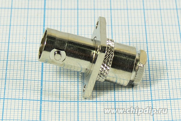 Высокочастотный разъём BNC с креплением на панель; №2042 гн BNC\RG59\пан\\флан 4отв Высокочастотный разъём BNC с креплением на панель; №2042 гн BNC\RG59\пан\\флан 4отв