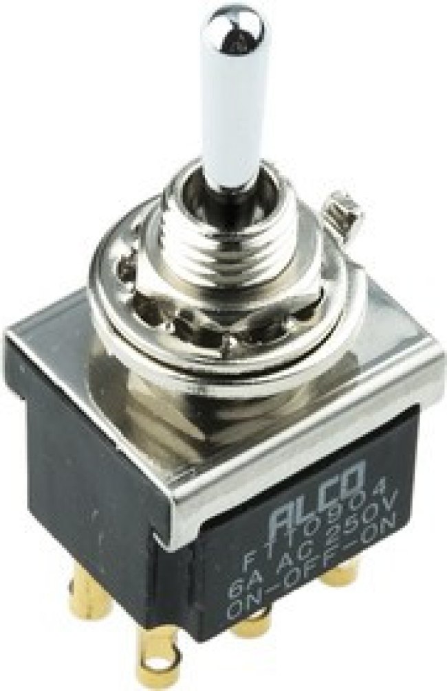 FTT0904, Toggle Switches DPDT ON-OFF-(ON) 6 Amps Panel
