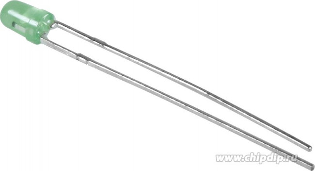 L-7104SGD-5V, Светодиод 3мм/зеленый/568нм/8- 20мкд/40°/встроенный резистор/5в