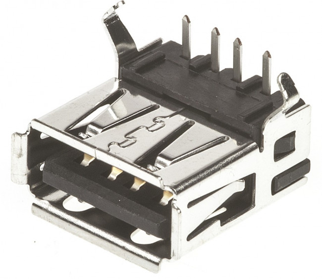 292303-1, Гнездо, USB A, на плату, THT, PIN 4, угловые 90° 292303-1, Гнездо, USB A, на плату, THT, PIN 4, угловые 90°