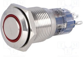 V16-21R-24R-S, Переключатель: антивандальный, Пол: 2, SPDT, 0,5A/220ВAC, 1A/24ВDC