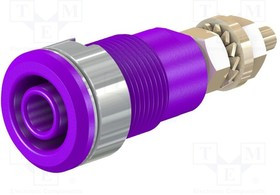 SLB4-G-26, Гнездо, "банан" 4мм, 32А, 1кВ, Отв: d12,2мм, фиолетовый, позолота