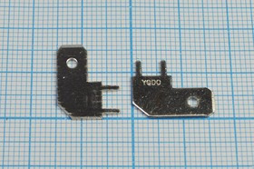 Клемма штекер на плату угловой, 6.3x0.8мм, 2 контакта 5.0мм, латунь луженая, DJ6176,3; №877 Z клемма