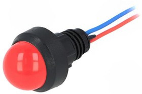LR-D20-12AC/DC, Индикат.лампа: LED, выпуклый, 12ВDC, 12ВAC, Отв: d13мм, IP40