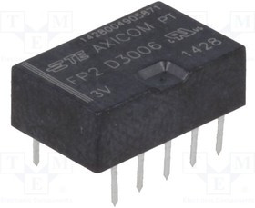 D3006, Реле электромагнитное, DPDT, Uобмотки 3ВDC, 0,5A/125ВAC, 2А, IP67