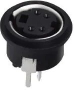KMDVLX-4S-N-1, Circular DIN Connectors MINI-DIN VERTICAL 4P SNAP &amp; LOCK SOCKET
