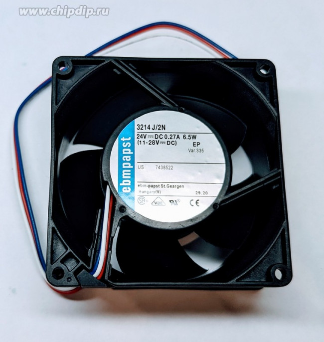 Вентилятор Ebmpapst 3214J/2N 24v 270mA 6.5W 3pin 92x38