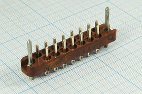 Прямоугольный соединитель штекер, шаг P6,4мм, 15 контактов, на панель, без кожух, с ловителем, РП10-15Л; №12882 штек ПрС\P6,4\15P\пан\\РП10-
