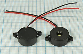 Зуммер пьезоэлектрический с генератором, размер 22x11m32, напряжение 3~20В, частота 4.5кГц, контакты