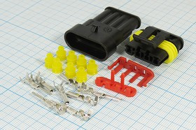 Клемма герметичная гнездо+штекер, контакты 4C, обжимная, S-SEAL1,5