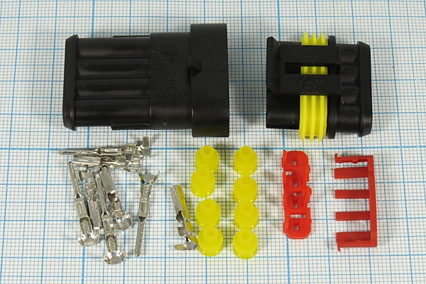 Клемма герметичная гнездо+штекер, контакты 4C, обжимная, S-SEAL1,5