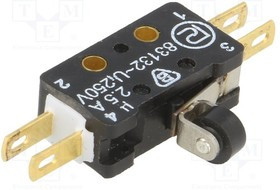 WLK-25, Микропереключатель SNAP ACTION; с рычагом (с роликом); ON-(ON)