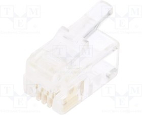 RJ114P4CR, Вилка, RJ11, PIN: 4, Конф: 4p4c, на провод, IDC, обжим