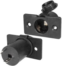 TD-53, Розетка прикуривателя , 12 В, с крышкой, с посадочными фланцами, черный пластик